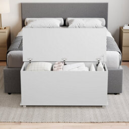 Lassic Vida Designs Leon Storage Ottoman White Storage Bench Chest Bedroom Living Room  - thumbnail 4