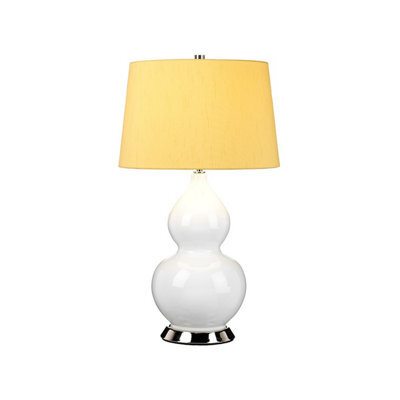 Luminosa Lighting Luminosa Isla Table Lamp With Round Tapered Shade, Polished Nickel, White, Yellow - image 1