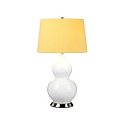 Luminosa Lighting Luminosa Isla Table Lamp With Round Tapered Shade, Polished Nickel, White, Yellow - thumbnail 1