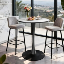 Sintered Stone Bar Table Modern Round Cocktail Table Large Tall Bistro Pub Table - thumbnail 5