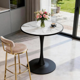 Sintered Stone Bar Table Modern Round Cocktail Table Large Tall Bistro Pub Table - thumbnail 6