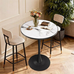 Sintered Stone Bar Table Modern Round Cocktail Table Large Tall Bistro Pub Table - thumbnail 4