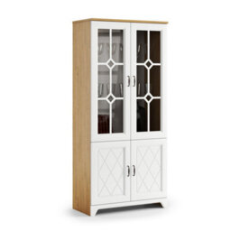 Heze Furniture Provenza Rustic Style Display Unit - Stone Oak / White Matt - thumbnail 2