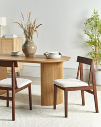 Beliani Set Of 2 Dining Chairs Isle Wood Brown/ Beige - thumbnail 2