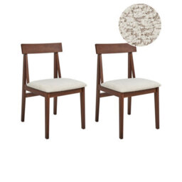 Beliani Set Of 2 Dining Chairs Isle Wood Brown/ Beige - thumbnail 1