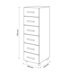 GoodHome Atomia Freestanding Matt Grey Oak Effect 6 Drawer Chest Of Drawers (H)1125mm (W)375mm (D)450mm - thumbnail 4