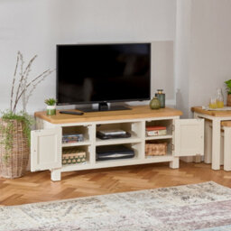 The Furniture Market Cotswold Cream Painted Large Widescreen Tv Unit Up To 60 Tv Size - thumbnail 2