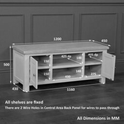The Furniture Market Cotswold Cream Painted Large Widescreen Tv Unit Up To 60 Tv Size - thumbnail 8