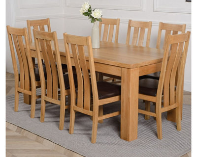 That's Furniture Dakota 182 X 92 Cm Chunky Oak Large Dining Table And 8 Chairs Dining Set With Princeton Chairs - image 1