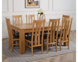 That's Furniture Dakota 182 X 92 Cm Chunky Oak Large Dining Table And 8 Chairs Dining Set With Princeton Chairs - thumbnail 3
