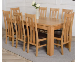 That's Furniture Dakota 182 X 92 Cm Chunky Oak Large Dining Table And 8 Chairs Dining Set With Princeton Chairs