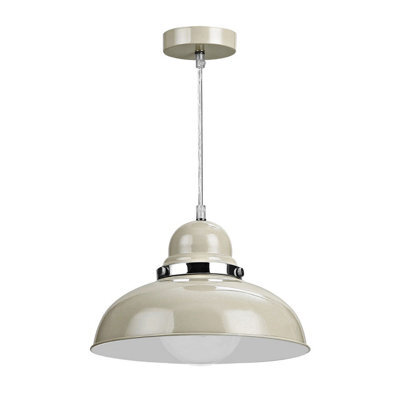 Orsina Clay Colour Bowl Shaped Pendant Light, Nordic Style Pendant Light With Chrome Trim, Smooth Metal Shade - image 1
