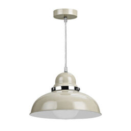 Orsina Clay Colour Bowl Shaped Pendant Light, Nordic Style Pendant Light With Chrome Trim, Smooth Metal Shade