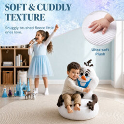Disney Frozen Olaf Kids Plush Sofa Chair With Back Support Cozy Snowman Character Seat For Bedroom, Playroom, Lightweight Portable - thumbnail 4