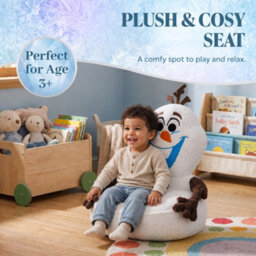 Disney Frozen Olaf Kids Plush Sofa Chair With Back Support Cozy Snowman Character Seat For Bedroom, Playroom, Lightweight Portable - thumbnail 2