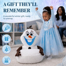 Disney Frozen Olaf Kids Plush Sofa Chair With Back Support Cozy Snowman Character Seat For Bedroom, Playroom, Lightweight Portable - thumbnail 8