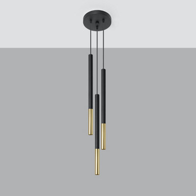 Sollux Lighting Mozaica Steel Black/golden 3P Light Classic Pendant Ceiling Light - image 1