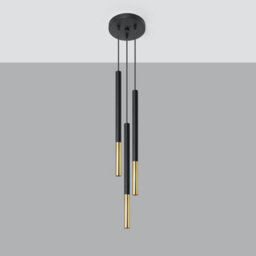 Sollux Lighting Mozaica Steel Black/golden 3P Light Classic Pendant Ceiling Light - thumbnail 1