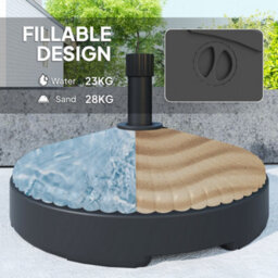 Outsunny Garden Parasol Base, 28Kg Sand Filled, 23Kg Water Filled, Black - thumbnail 4