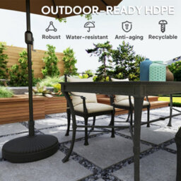Outsunny Garden Parasol Base, 28Kg Sand Filled, 23Kg Water Filled, Black - thumbnail 6