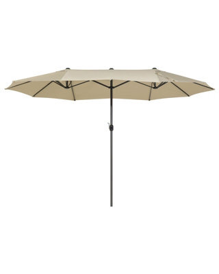 Wyld And Coco 247Cm Oval Garden Parasol Beige - Powder-Coated Aluminium, Uv-Resistant Fabric - image 1