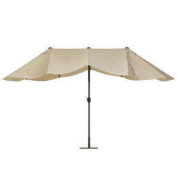 Wyld And Coco 247Cm Oval Garden Parasol Beige - Powder-Coated Aluminium, Uv-Resistant Fabric - thumbnail 4
