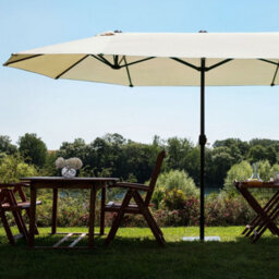 Wyld And Coco 247Cm Oval Garden Parasol Beige - Powder-Coated Aluminium, Uv-Resistant Fabric - thumbnail 2