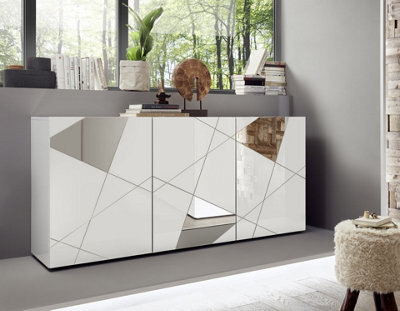FurniComp LTD Furnicomp Giulia 3 Door White Gloss Sideboard With Mirrors - image 1