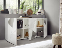 FurniComp LTD Furnicomp Giulia 3 Door White Gloss Sideboard With Mirrors - thumbnail 2