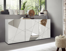FurniComp LTD Furnicomp Giulia 3 Door White Gloss Sideboard With Mirrors - thumbnail 1