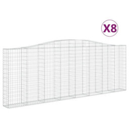 Berkfield Arched Gabion Baskets 8 Pcs 400X30X140/160 Cm Galvanised Iron - thumbnail 2