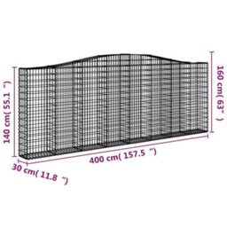 Berkfield Arched Gabion Baskets 8 Pcs 400X30X140/160 Cm Galvanised Iron - thumbnail 6
