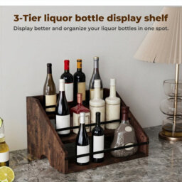 Toque Counter Top Wine Rack Storage Liquor Bottle Shelf Wooden Holders - thumbnail 7