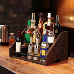 Toque Counter Top Wine Rack Storage Liquor Bottle Shelf Wooden Holders - thumbnail 1