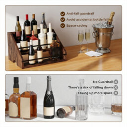 Toque Counter Top Wine Rack Storage Liquor Bottle Shelf Wooden Holders - thumbnail 5