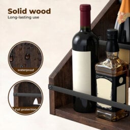Toque Counter Top Wine Rack Storage Liquor Bottle Shelf Wooden Holders - thumbnail 8