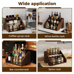 Toque Counter Top Wine Rack Storage Liquor Bottle Shelf Wooden Holders - thumbnail 9