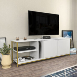 Decorotika Primrose Tv Stand Tv Unit For Tv's Up To 72 Inch Gold And White - thumbnail 2