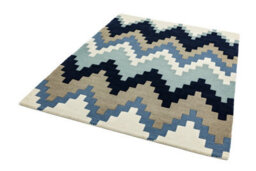 Blue Wool Abstract Handmade Luxurious Modern Rug For Bedroom & Living Room-200Cm X 300Cm - thumbnail 4