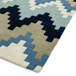 Blue Wool Abstract Handmade Luxurious Modern Rug For Bedroom & Living Room-200Cm X 300Cm - thumbnail 3