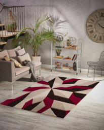 Smart Living Modern Thick Soft Carved Area Rug, Living Room Carpet, Kitchen Floor, Bedroom Soft Rugs 160Cm X 230Cm - Beige Red - thumbnail 3