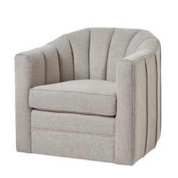 Wyld Haus Sandstone Swivel Armchair - Taupe Twill Upholstery, Wood Frame - thumbnail 2