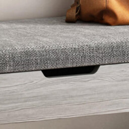 Grey Ash Shoe Storage Bench With Cushion Seat & 3 Compartments - 80Cm - thumbnail 4
