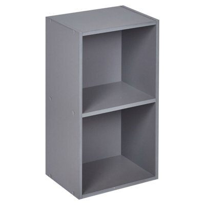 Urbn-Living Urbnliving Height 53.6Cm 2 Tier Wooden Bookcase Shelving Colour Grey Display Storage Shelf Unit Wood - image 1