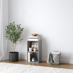 Urbn-Living Urbnliving Height 53.6Cm 2 Tier Wooden Bookcase Shelving Colour Grey Display Storage Shelf Unit Wood - thumbnail 2