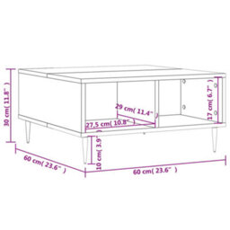 Berkfield Coffee Table Black 60X60X30 Cm Engineered Wood - thumbnail 8