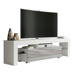 Tv Unit 160Cm Modern White With High Gloss Grey Doors - Creative Furniture - thumbnail 2