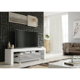 Tv Unit 160Cm Modern White With High Gloss Grey Doors - Creative Furniture - thumbnail 3