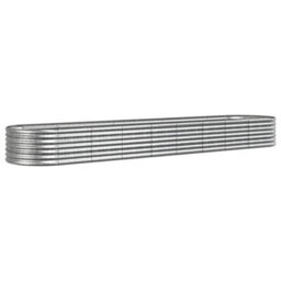 Berkfield Durable Garden Planter Powder-Coated Steel 368X80X36 Cm Silver - thumbnail 1