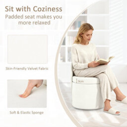 Costway 38 L Storage Ottoman With Backrest Faux Velvet Vanity Stool With Sponge Padded Seat - thumbnail 6